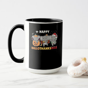Happy Hallothanksmas Elephant Christmas Elephant Mug