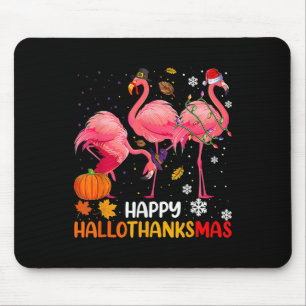 Happy Hallothanksmas Flamingo  Mouse Pad