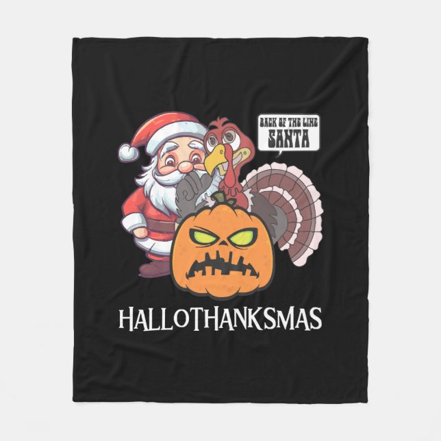 Happy Hallothanksmas Fleece Blanket (Front)
