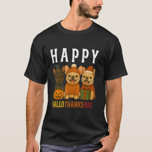 Happy Hallothanksmas Frenchie Cute French Bulldog  T-Shirt