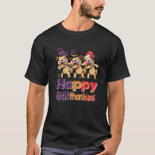 Happy Hallothanksmas fun quotes dabbing dog ghost  T-Shirt