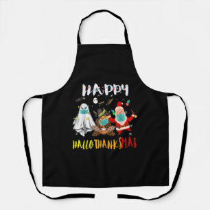 Happy Hallothanksmas Funny Halloween Thanksgiving Apron