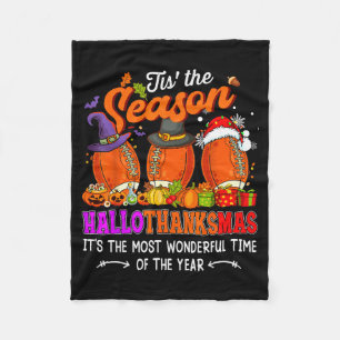 Happy Hallothanksmas Funny Halloween Thanksgiving  Fleece Blanket