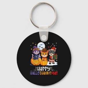 Happy Hallothanksmas Funny Halloween Thanksgiving  Keychain
