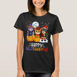 Happy Hallothanksmas Funny Halloween Thanksgiving  T-Shirt