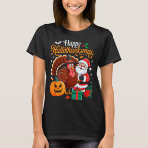 Happy Hallothanksmas Funny Halloween Thanksgiving  T-Shirt