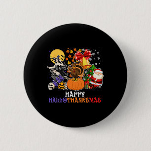 Happy Hallothanksmas Gnome Halloween Thanksgiving  2 Inch Round Button