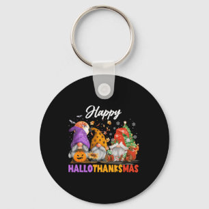 Happy Hallothanksmas Gnome Halloween Thanksgiving Keychain