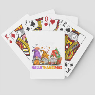 Happy Hallothanksmas Gnome Halloween Thanksgiving  Playing Cards