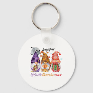 Happy Hallothanksmas Gnome Happy Thanksgiving Day Keychain