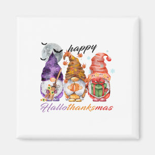 Happy Hallothanksmas Gnome Happy Thanksgiving Day Magnet