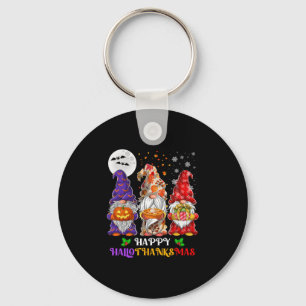 Happy Hallothanksmas Gnome Lover Halloween Thanksg Keychain