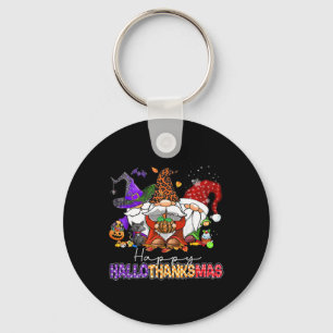 Happy Hallothanksmas Gnomes Halloween Thanksgiving Keychain