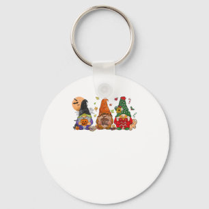 Happy Hallothanksmas Gnomes Halloween Thanksgiving Keychain
