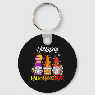 Happy Hallothanksmas Gnomes Halloween Thanksgiving Keychain
