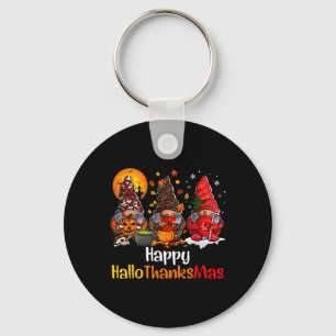 Happy Hallothanksmas Gnomes Halloween Thanksgiving Keychain