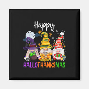 Happy Hallothanksmas Gnomes Halloween Thanksgiving Magnet