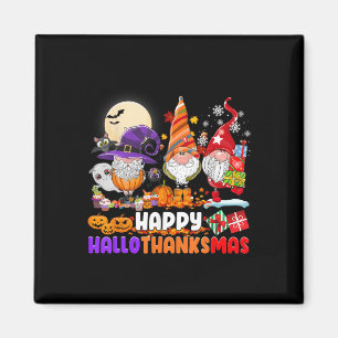 Happy Hallothanksmas Gnomes Halloween Thanksgiving Magnet