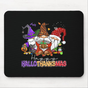 Happy Hallothanksmas Gnomes Halloween Thanksgiving Mouse Pad