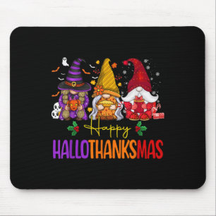 Happy Hallothanksmas Gnomes Halloween Thanksgiving Mouse Pad