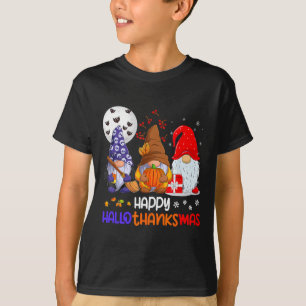 Happy Hallothanksmas Gnomes Halloween Thanksgiving T-Shirt