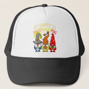 Happy Hallothanksmas Gnomes Halloween Thanksgiving Trucker Hat