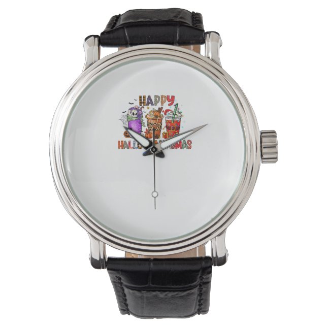 Happy Hallothanksmas Gnomes Halloween Thanksgiving Watch (Front)