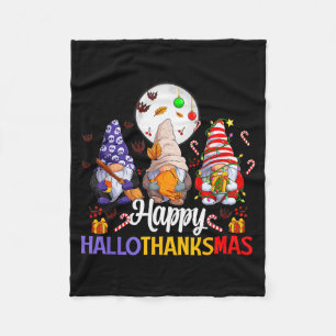 Happy Hallothanksmas Gnomes Lover Halloween Merry  Fleece Blanket