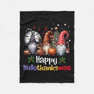 Happy Hallothanksmas Gnomes Lover Halloween Merry  Fleece Blanket
