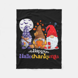 Happy Hallothanksmas Gnomes Lover Halloween Merry  Fleece Blanket