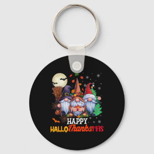 Happy Hallothanksmas Gnomes Lover Halloween Merry  Keychain