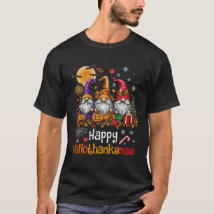 Happy Hallothanksmas Gnomes Lover Halloween Merry T-Shirt