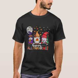 Happy Hallothanksmas Gnomes Lover Halloween Merry T-Shirt