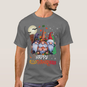 Happy Hallothanksmas Gnomes Lover Halloween Merry  T-Shirt