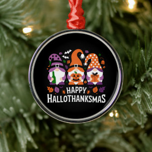 Happy Hallothanksmas Gnomes Lover Merry Christmas Metal Ornament