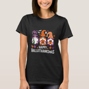 Happy Hallothanksmas Gnomes Lover Merry Christmas T-Shirt