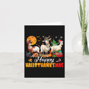 Happy Hallothanksmas Goat Halloween Thanksgiving C Card