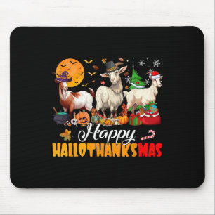 Happy Hallothanksmas Goat Halloween Thanksgiving C Mouse Pad