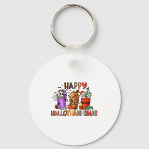 Happy Hallothanksmas Halloween Coffee Latte Thanks Keychain