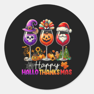 Happy Hallothanksmas Halloween Thanksgiving Christ Classic Round Sticker