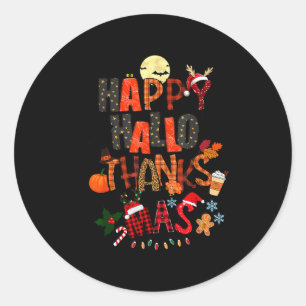 Happy Hallothanksmas Halloween Thanksgiving Christ Classic Round Sticker