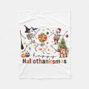 Happy Hallothanksmas Halloween Thanksgiving Christ Fleece Blanket