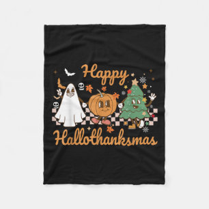 Happy Hallothanksmas Halloween Thanksgiving Christ Fleece Blanket