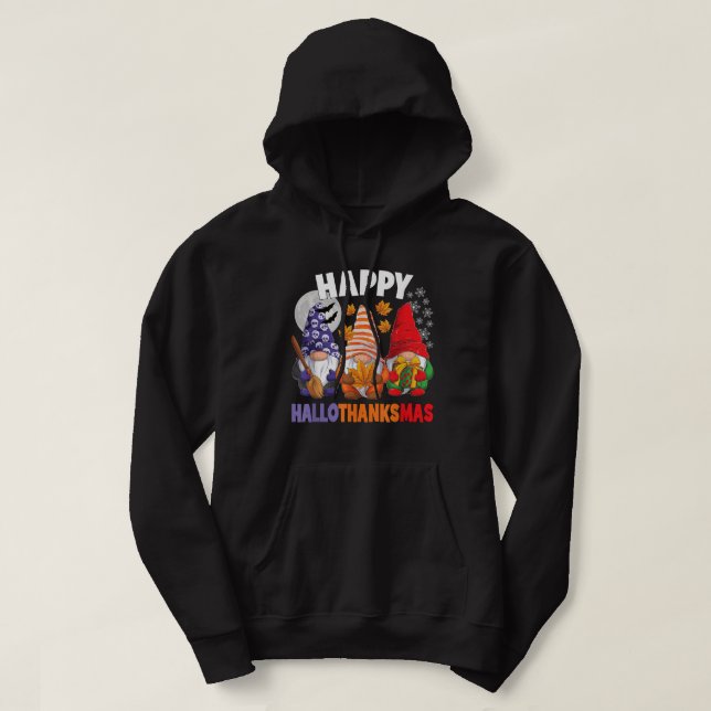 Happy HalloThanksMas Halloween Thanksgiving Christ Hoodie (Design Front)