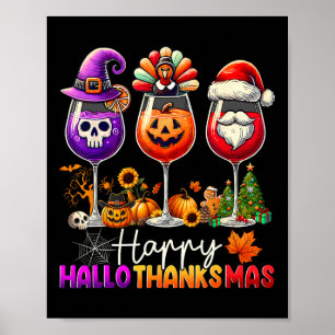 Happy Hallothanksmas Halloween Thanksgiving Christ Poster