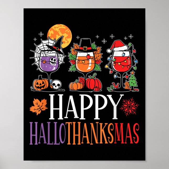 Happy Hallothanksmas Halloween Thanksgiving Christ Poster (Front)