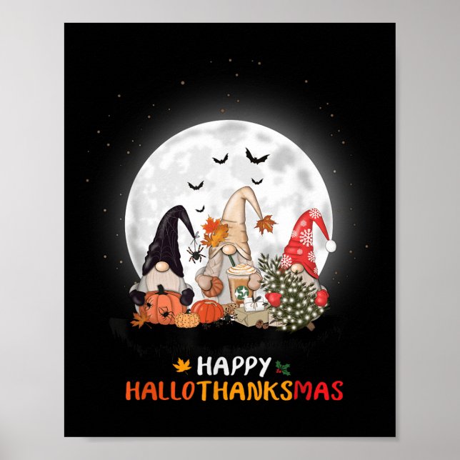 Happy Hallothanksmas Halloween Thanksgiving Christ Poster (Front)