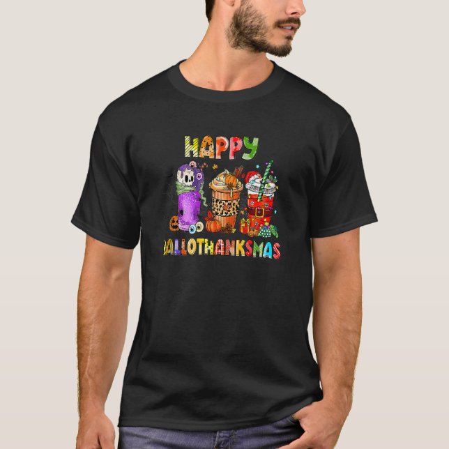 Happy Hallothanksmas Halloween Thanksgiving Christ T-Shirt (Front)