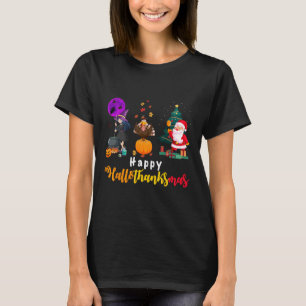 Happy Hallothanksmas Halloween Thanksgiving Merry  T-Shirt