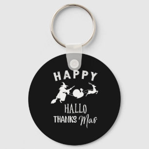 Happy Hallothanksmas Halloween Witch Thanksgiving  Keychain